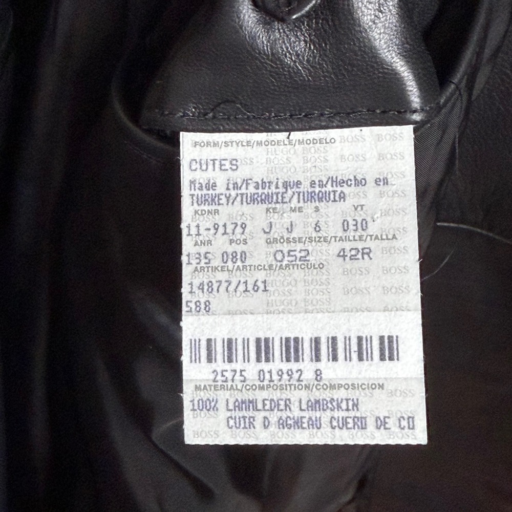 Hugo Boss Lambskin Leather Blazer Jacket Black Barney's New York Men's Size 42R - Picture 9 of 16
